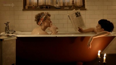 Claire Foy nude topless and lesbian kiss with Anna Wilson-Jones in - The Night Watch (2011) hd720p