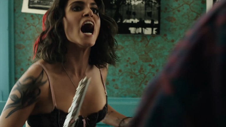Nikki Reed hot and sexy in see through bra  – Murder of a Cat (2014) HD 1080p BluRay