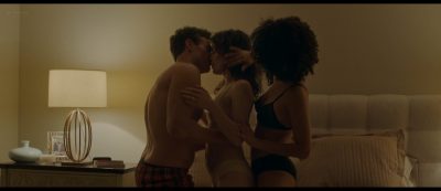 Nathalie Emmanuel sex threesome in Movie Holly Slept Over (2020)