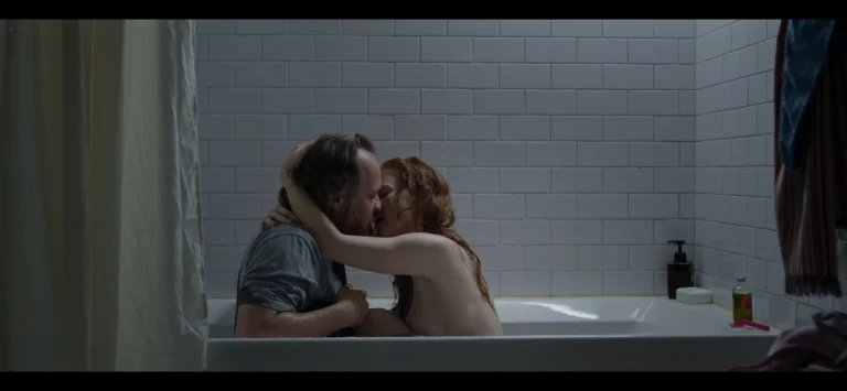 Jessica Chastain nude side boob scenes in Memory (2023)