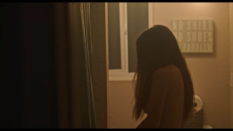 Naomi Prentice nude side boob scenes in Parallax (2023)